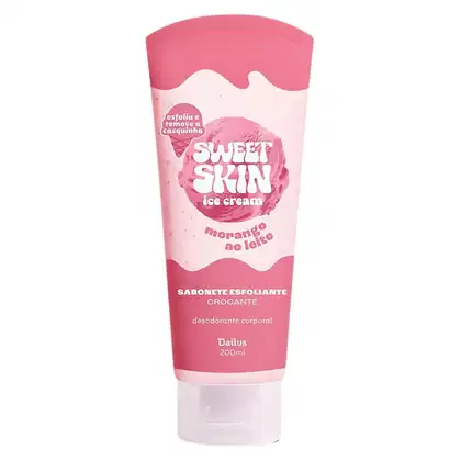 Imagem do produto Sabonete Esfoliante Crocante Corporal Dailus Sweet Skin Ice Cream Morango Ao Leite 200ml