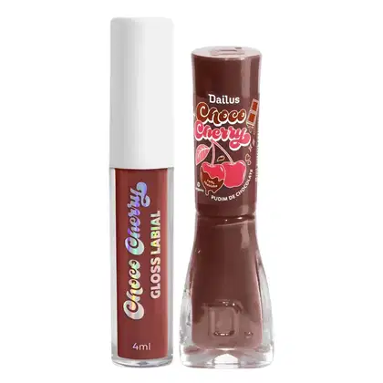 Imagem do produto Kit Dailus Choco Cherry Pudim De Chocolate: Gloss Labial 4ml e Esmalte Cremoso 8ml