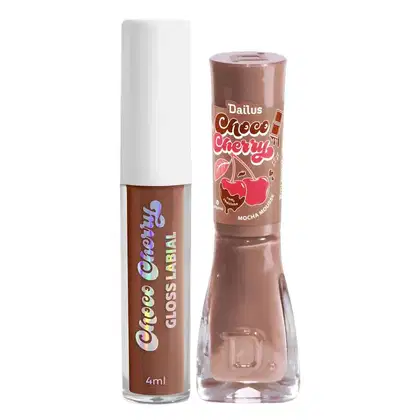 Imagem do produto Kit Dailus Choco Cherry Mocha Mousse: Gloss Labial 4ml e Esmalte Cremoso 8ml