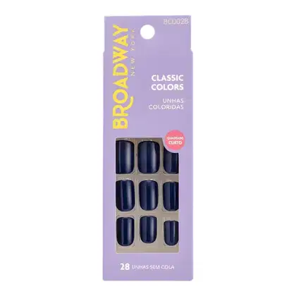 Imagem do produto Unhas Postiças Broadway Kiss Ny Classic Colors Quadrado Curto Baby Blue Bco02b