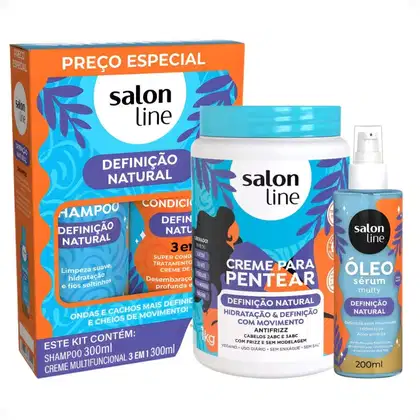 Imagem do produto Kit Salon Line Definição Natural: Shampoo, Creme Multifuncional 300ml, Creme Para Pentear 1kg e Óleo Sérum Capilar 200ml