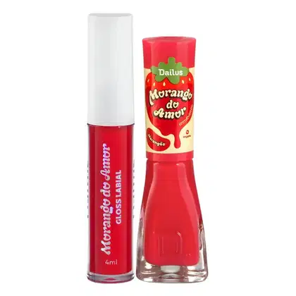 Imagem do produto Kit Dailus Morango Do Amor Morangão: Gloss Labial 4ml e Esmalte Cremoso 8ml