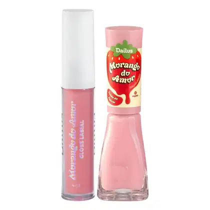 Imagem do produto Kit Dailus Morango Do Amor Calda De Açucar: Gloss Labial 4ml e Esmalte Cremoso 8ml