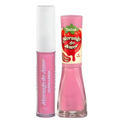 Imagem do produto Kit Dailus Morango Do Amor Brigadeiro De Morango: Gloss Labial 4ml e Esmalte Cremoso 8ml