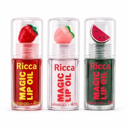 Imagem do produto Kit Ricca Magic Lip Oil: Morango, Melancia e Pessego