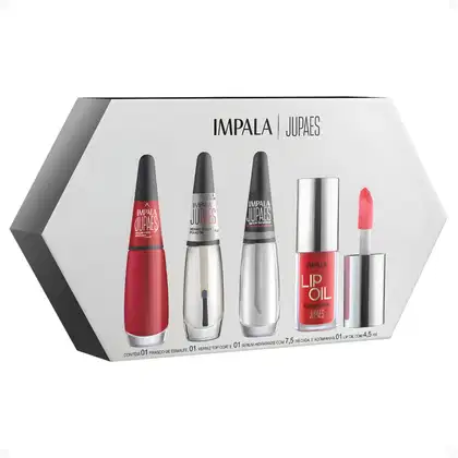 Imagem do produto Kit Impala Ju Paes Virando O Jogo Xeque-mate: Esmalte Cremoso, Verniz Gloss, Sérum e Lip Oil
