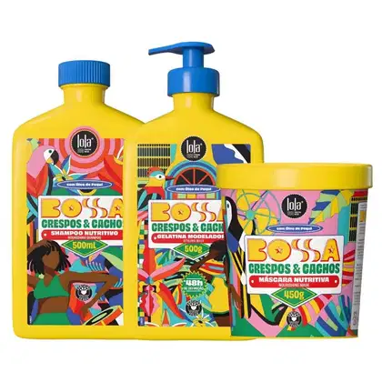 Imagem do produto Kit Lola Bossa Crespos e Cachos: Shampoo 500ml, Máscara 450g e Gelatina Capilar 500g