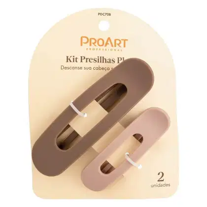 Imagem do produto Kit Proart: 2 Presilhas Planas Cor Marrom e Bege Pdc70bb
