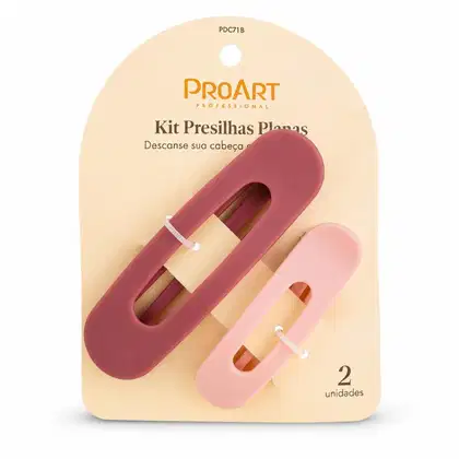 Imagem do produto Kit Proart: 2 Presilhas Planas Cor Vinho e Rosa Pdc71b