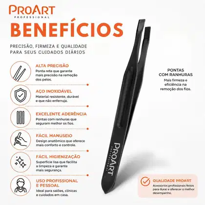 Imagem do produto Pinça Ponta Reta Proart Aço Inox Pir03b