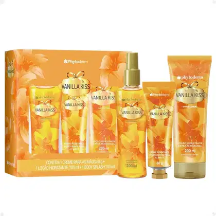 Imagem do produto Kit Phytoderm Vanilla Kiss: 1 Body Splash 200ml, 1 Hidratante 200ml e 1 Creme de Mãos 60g
