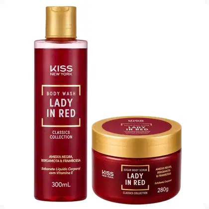 Imagem do produto Kit Kiss New York Lady In Red: Sabonete Líquido 300ml e Esfoliante Corporal 280g