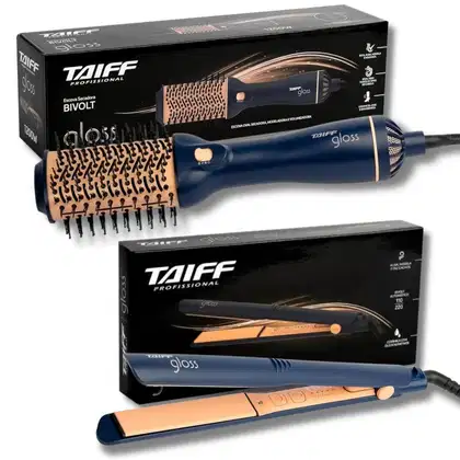 Imagem do produto Kit Taiff Gloss Azul: Escova Secadora e Chapa Bivolt