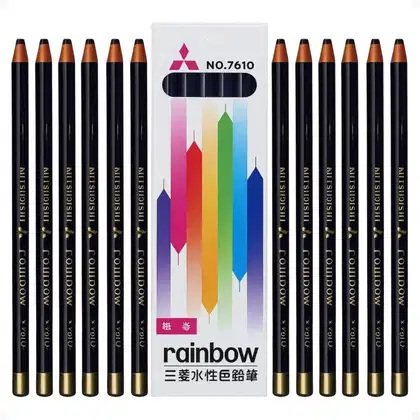 Imagem do produto Kit Mitsubishi Rainbow: 12 Lápis Dermatográfico Preto 7610-24
