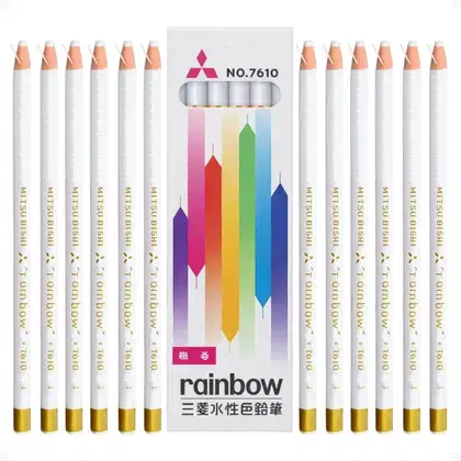 Imagem do produto Kit Mitsubishi Rainbow: 12 Lápis Dermatográfico Branco 7610-1