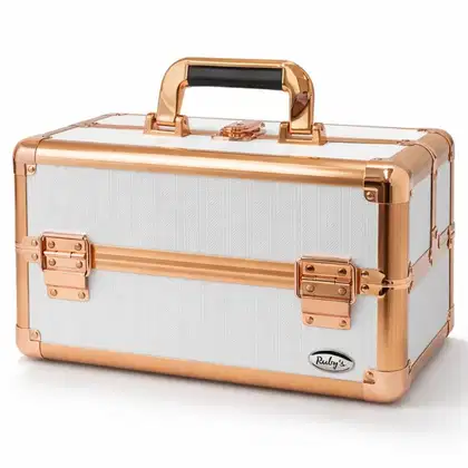 Imagem do produto Maleta de Maquiagem Ruby´s Branca e Rose com 2 Bandejas Fs-1160ff