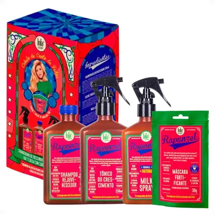 Imagem do produto Kit Lola Rapunzel Cabelo De Conto De Fada: Shampoo 250ml, Milk Spray Leave in 250ml, Tônico Capilar 250ml e Sachê De Máscara Fortificante 30g