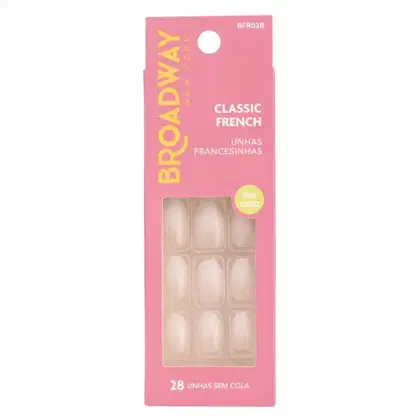 Imagem do produto Unhas Postiças Broadway Kiss New York Classic French Francesinha Oval Curto Lovely Bfr03b