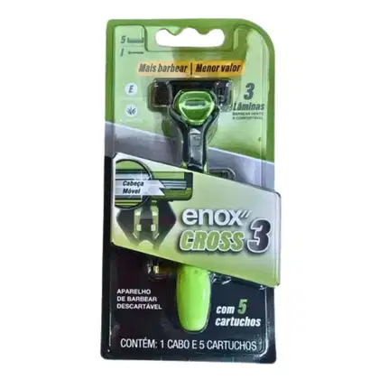 Imagem do produto Aparelho De Barbear Enox Cross 3 Com 5 Cartuchos