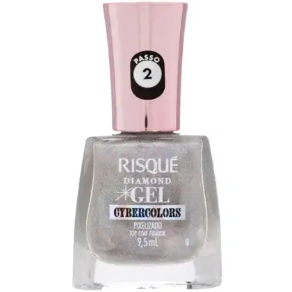 Imagem do produto Esmalte Efeito Gel Risqué Diamond Gel Cybercolors 9,5ml Pixelizado Top Coat Fixador
