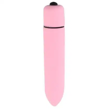 Vibrador rosa de formato cilíndrico com botão preto na base, da marca Sexy Import.