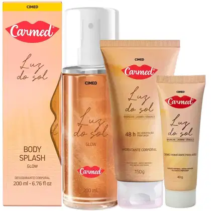 Imagem do produto Kit Carmed Luz Do Sol: Body Splash 200ml, Hidratante Corporal 150g e Creme Para Mãos 40g