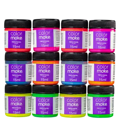 Imagem do produto Kit Colormake Fluorescente Cores Sortidas - Tinta Líquida 12x15ml