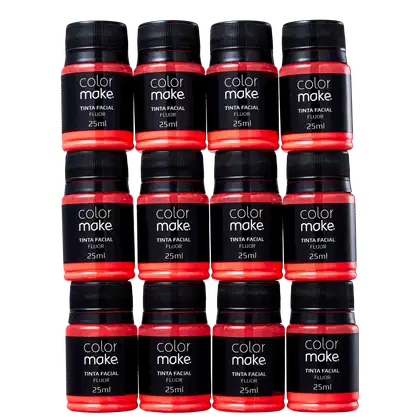 Imagem do produto Kit Colormake Fluorescente Vermelho - Tinta Líquida 12x25ml