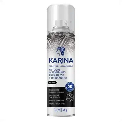 Imagem do produto Retoque Capilar Temporário Karina Para Raiz e Fios Brancos 75ml Preto
