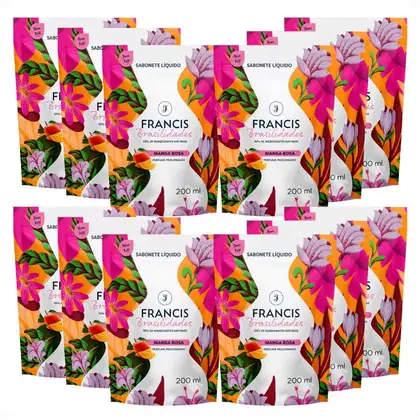 Imagem do produto Kit Francis Refil Sabonete Líquido Corpo e Mãos Manga Rosa 200ml Com 12
