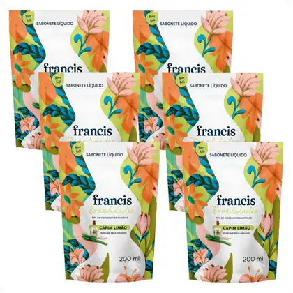 Imagem do produto Kit Francis Refil Sabonete Líquido Corpo e Mãos Capim Limão 200ml Com 6