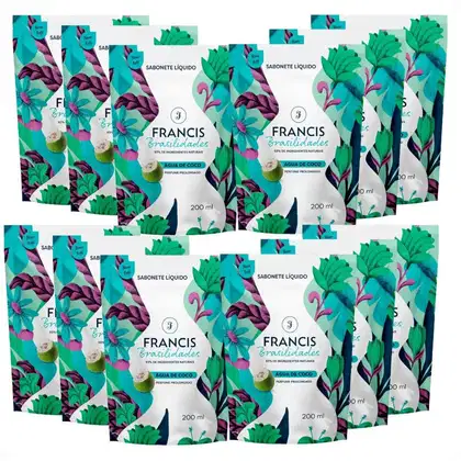 Imagem do produto Kit Francis Refil Sabonete Líquido Corpo e Mãos Água De Coco 200ml Com 12