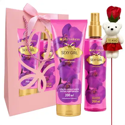 Imagem do produto Kit Presente Phytoderm Sexy Girl: Body Splah Colônia, Hidratante e Rosa Ursinho
