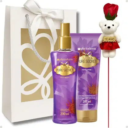 Imagem do produto Presente Phytoderm Pure scret: Body Splash Colônia, Hidratante e Rosa Ursinho
