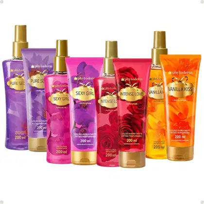 Imagem do produto Kit Phytoderm Deo Colônia e Loção Hidratante: Intense Love, Sexy Girl, Pure Secret e Vanilla Kiss 200ml