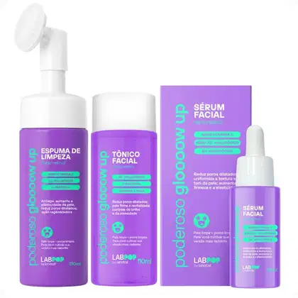 Imagem do produto Kit LabPop by Labotrat Poderoso Glow Up: Espuma de Limpeza, Tônico Facial e Sérum