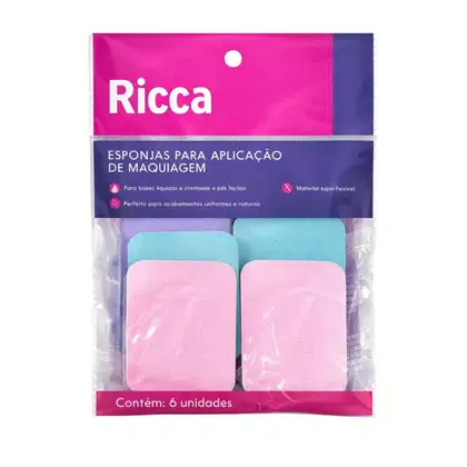 Imagem do produto Esponjas Para Aplicação De Maquiagem Ricca Com 6 Unidades Cód.: 2322