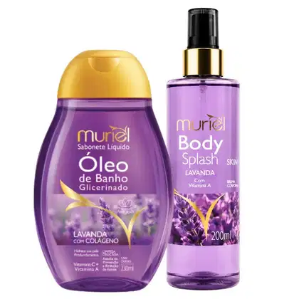 Imagem do produto Kit Muriel Lavanda: Óleo de Banho Lavanda com Colágeno 230ml e Body Splash 200ml