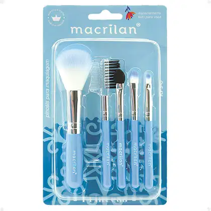Imagem do produto Kit Com 5 Pincéis Para Maquiagem Macrilan Princess Kp9-6 Azul