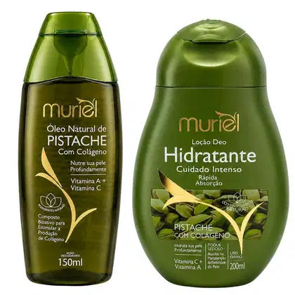 Imagem do produto Kit Muriel Pistache Com Colágeno: Óleo Natural Corporal e Loção Deo Hidratante Corporal 200ml