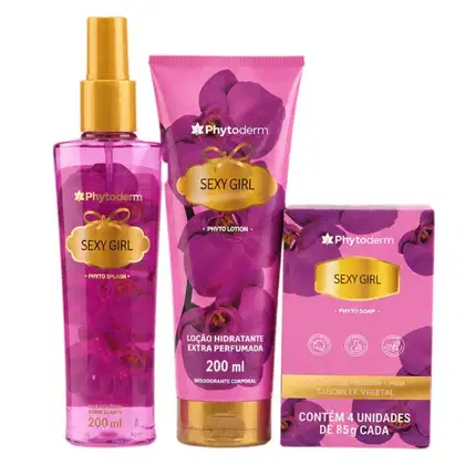 Imagem do produto Kit Phytoderm Sexy Girl: Deo Colônia, Loção Hidratante 200ml e 4 Sabonetes Vegetais 85g