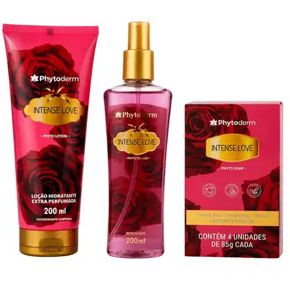 Imagem do produto Kit Phytoderm Intense Love: Deo Colônia, Loção Hidratante 200ml e 4 Sabonetes Vegetais 85g