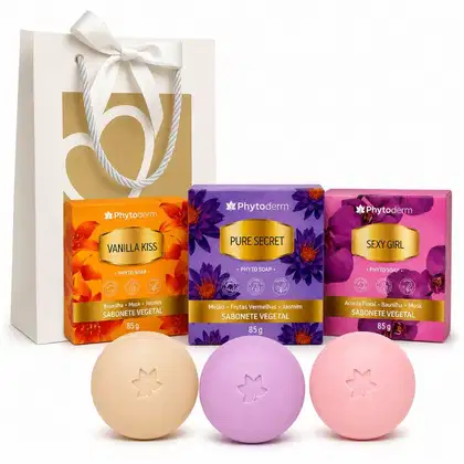 Imagem do produto Kit Presente Phytoderm 3 Sabonetes Vegetais: Vanilla Kiss, Sexy Girl e Pure Secret 85g