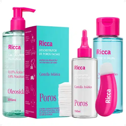 Imagem do produto Kit Ricca Facial: Gel De Limpeza Profunda, Desobstrutor de Poros e Tônico Facial
