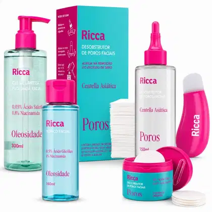 Imagem do produto Kit Ricca Facial: Gel De Limpeza Profunda, Desobstrutor de Poros, Tônico e Disco