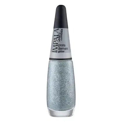 Imagem do produto Esmalte Glitter Impala A Cor da Sua Moda Prata Demais 7,5ml