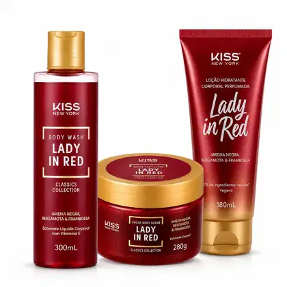 Imagem do produto Kit Kiss New York Lady In Red:Sabonete Líquido 300ml, Esfoliante 280g e Loção hidratante 180ml