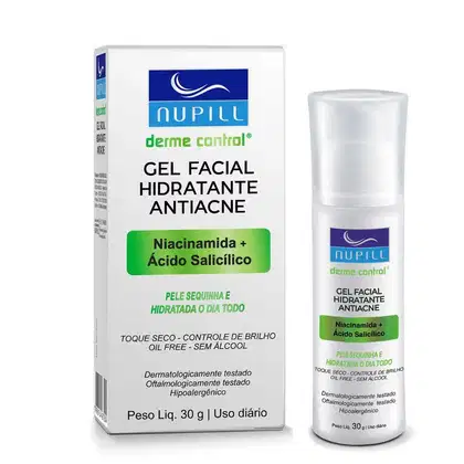 Imagem do produto Gel Facial Hidratante Antiacne Nupill Derme Control Niacinamida e Ácido Salicílico 30g