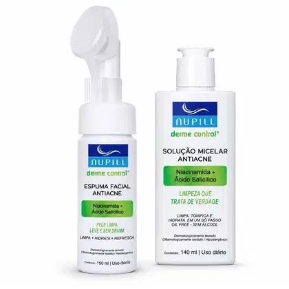 Imagem do produto Kit Nupill Derme Control Antiacne: Espuma Facial 150ml e Solução Micelar 140ml