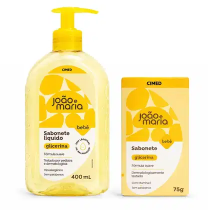 Imagem do produto Kit Cimed João e Maria Baby Glicerina: Sabonete Líquido 400ml e Sabonete Em Barra 75g